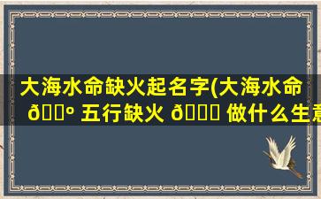 大海水命缺火起名字(大海水命 🌺 五行缺火 🐈 做什么生意zui
好)